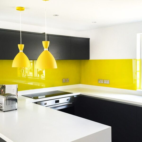 tile a splashback in kitchen- yellow painted