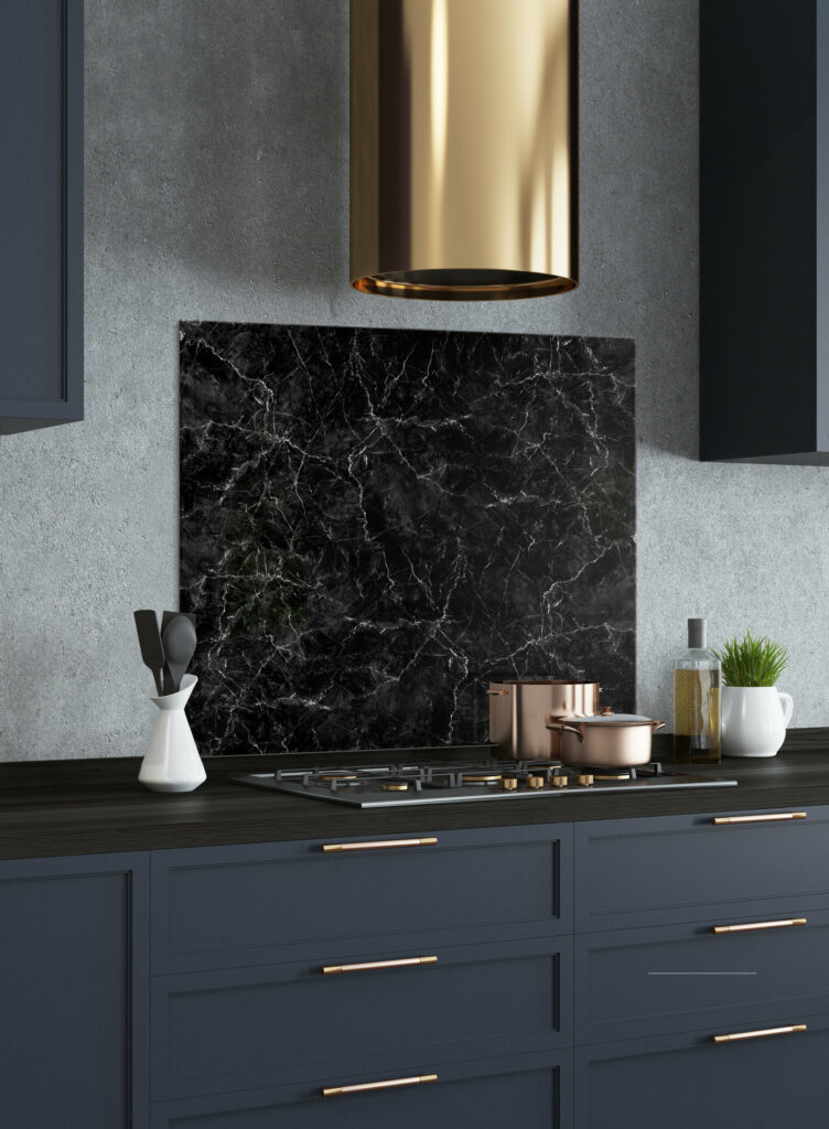 Black Marble Print Splashback | The Glass Warehouse