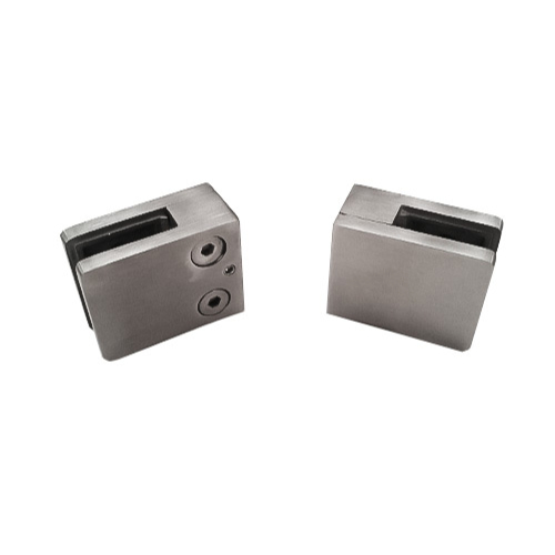 Flat Brushed Satin Square Glass Clamp
