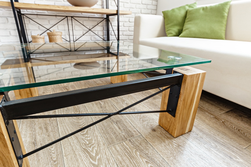 Bespoke glass table tops in living room