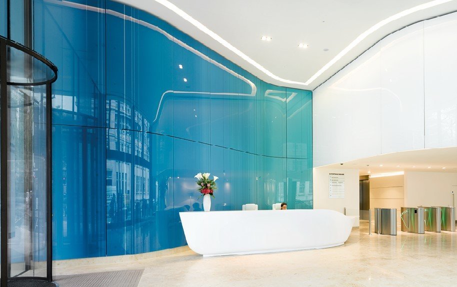 Painted Glass wall blue