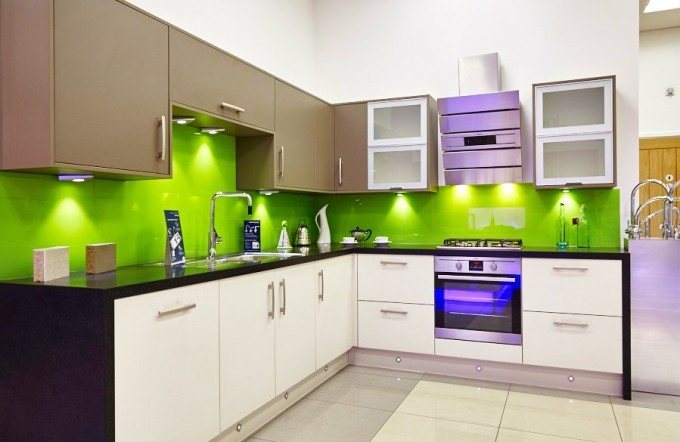 kitchen Green Painted Splashback