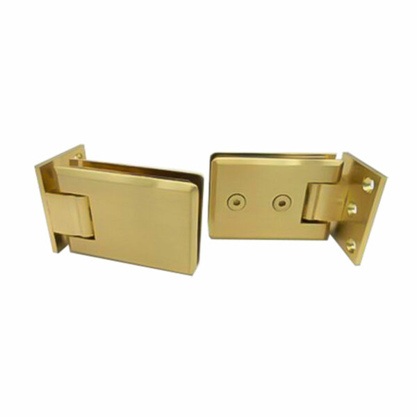 Brushed Brass Glass to Wall Hinge For Shower Enclosures, Wet Rooms, Bath Screens, and Glass Doors