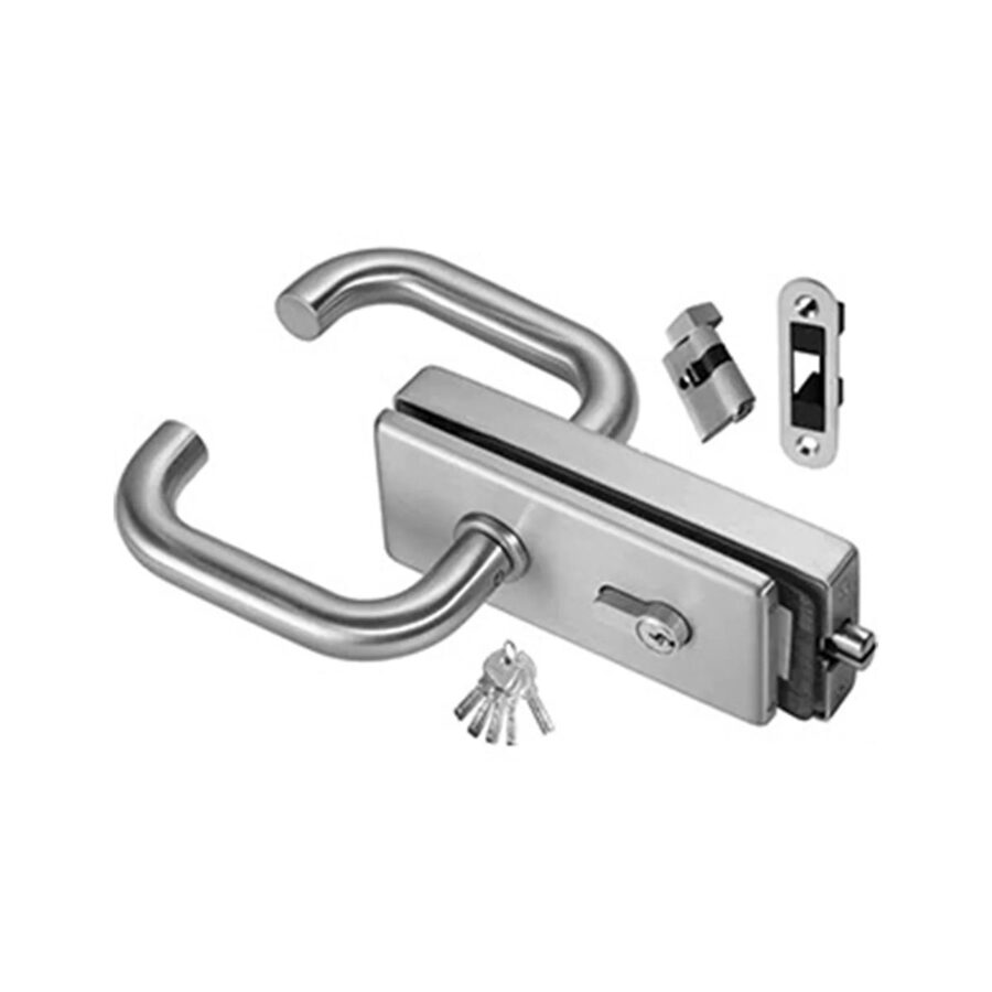 Glass door to frame lever latch set