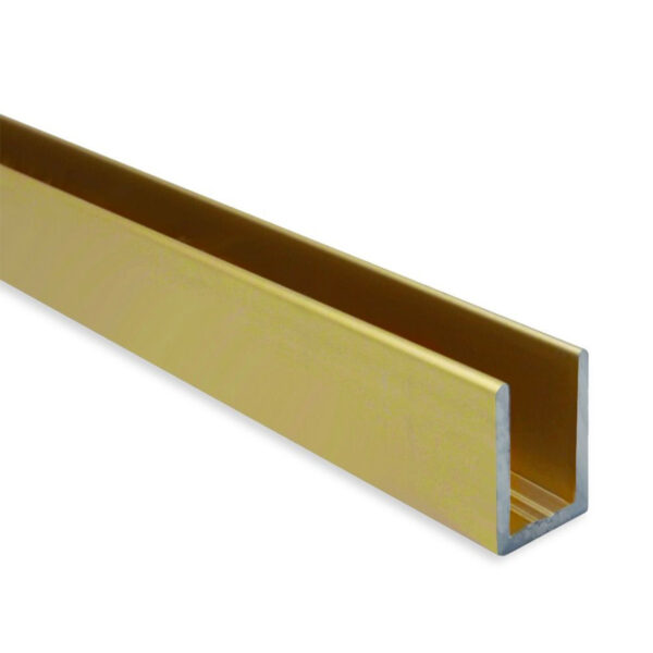 brushed brass glazing channels for shower screens, wet rooms, or general glazing restraints.