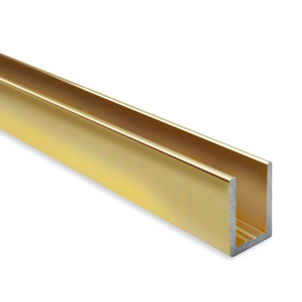 polished brass glazing channels for shower screens, wet rooms, or general glazing restraints.