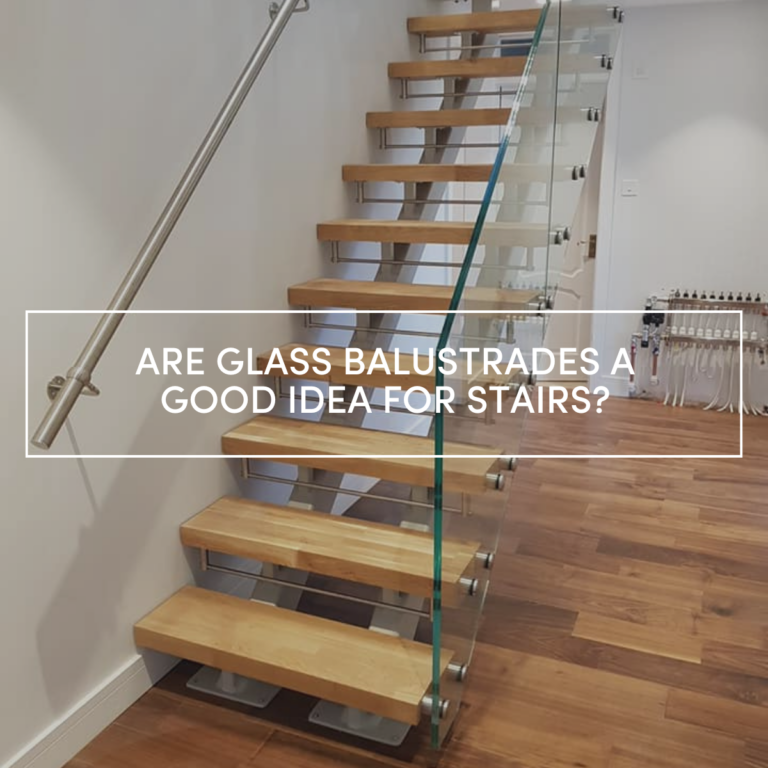 Are Glass Balustrades a Good Idea For Stairs? Featuring a modern wooden staircase with glass balustrades along the exposed side of the staircase.